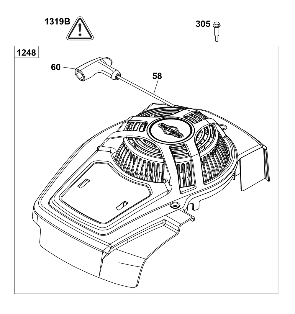 Blower Housing Group Diagram and Parts List for 125P02-0087-F1 100000 - 19Z999 Briggs and Stratton Engine